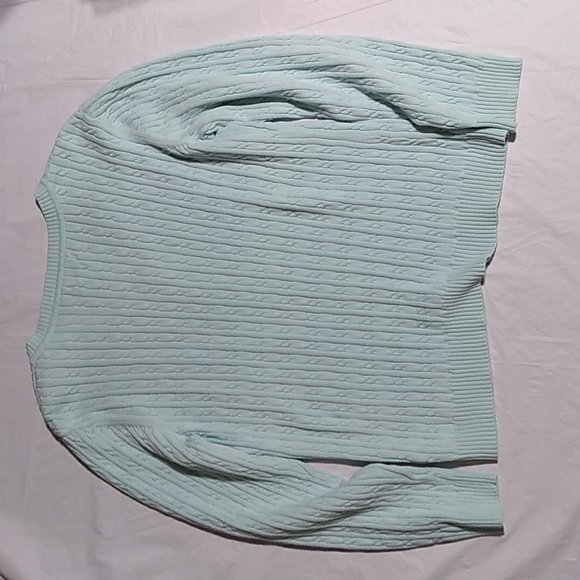 Van Heusen Seafoam / Mint Green Cable Knit V-Neck Pullover Sweater - Picture 13 of 14